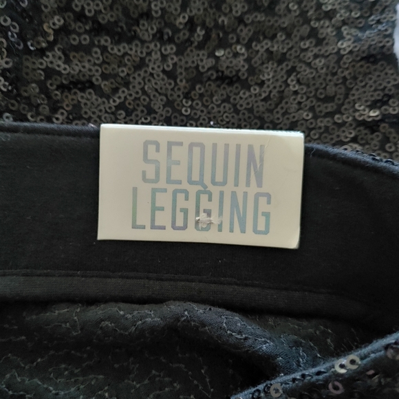 HTF NEW Victoria's Secret Pink Angel black sequin leggings pants Small S - Picture 5 of 7